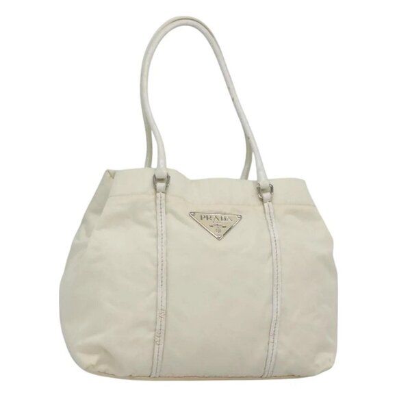 PRADA Shoulder Bag Nylon White Silver Auth bs26368 - Picture 1 of 16